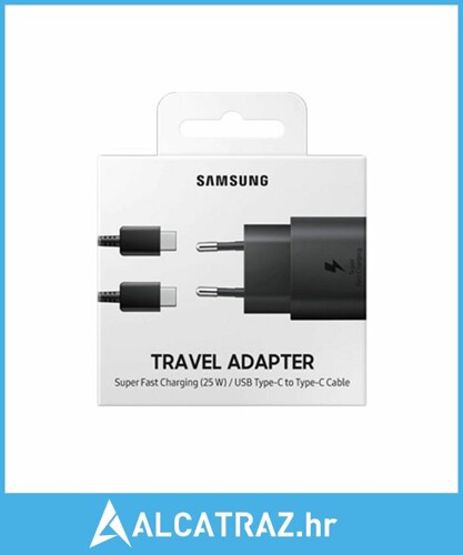 Samsung kuĆni punjaČ ep-ta800xbe,25w,type c-type c kabel 1m,crni - NOVO