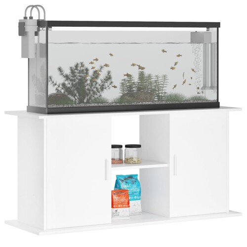 Stalak za akvarij bijeli 121 x 41 x 58 cm od konstruiranog drva - NOVO