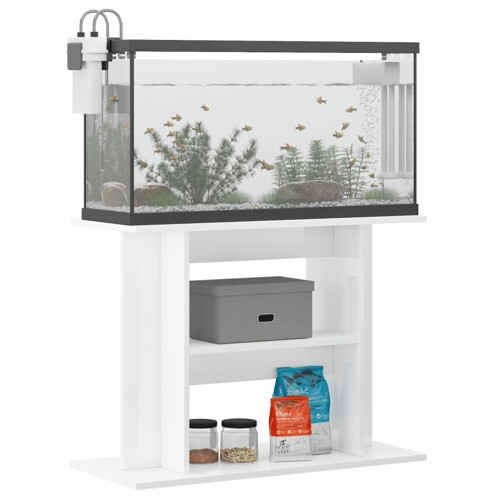 Stalak za akvarij sjajni bijeli 80x35x60 cm konstruirano drvo - NOVO