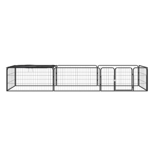 Ograda za pse s 8 panela crna 100 x 50 cm čelik obložen prahom - NOVO