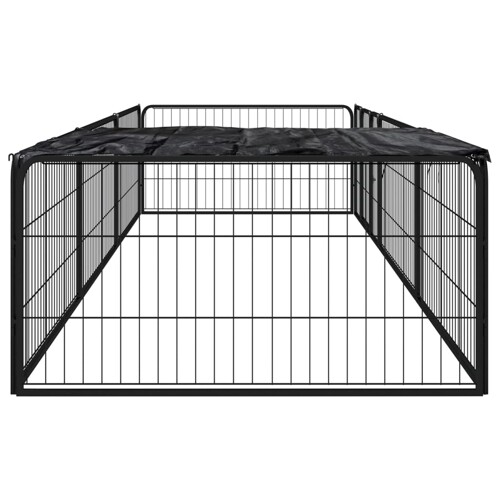 Ograda za pse s 8 panela crna 100 x 50 cm čelik obložen prahom - NOVO