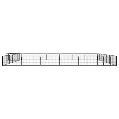 Ograda za pse s 28 panela crna 100 x 50 cm čelik obložen prahom - NOVO