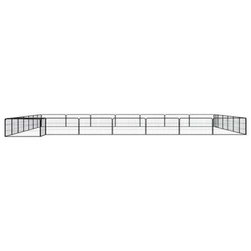 Ograda za pse s 28 panela crna 100 x 50 cm čelik obložen prahom - NOVO