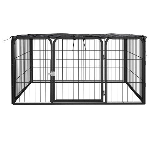 Ograda za pse s 4 panela crna 100 x 50 cm čelik obložen prahom - NOVO