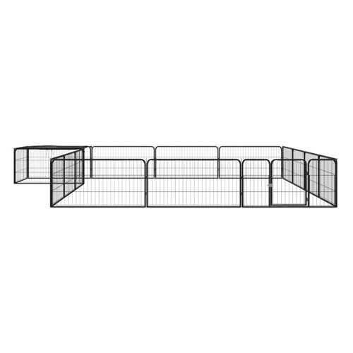 Ograda za pse s 16 panela crna 100 x 50 cm čelik obložen prahom - NOVO