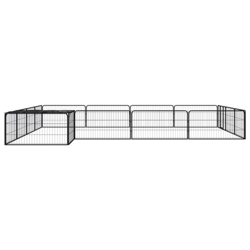 Ograda za pse s 16 panela crna 100 x 50 cm čelik obložen prahom - NOVO