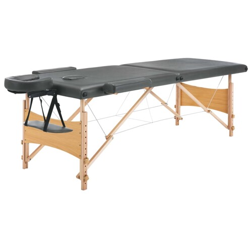 Masažni stol s 2 zone i drvenim okvirom antracit 186 x 68 cm - NOVO