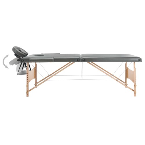 Masažni stol s 2 zone i drvenim okvirom antracit 186 x 68 cm - NOVO
