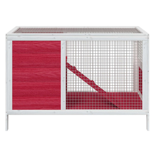 Kavez za zečeve crveni 103 x 44 x 69,5 cm od masivne borovine - NOVO
