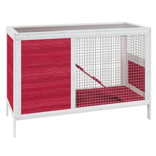 Kavez za zečeve crveni 103 x 44 x 69,5 cm od masivne borovine - NOVO