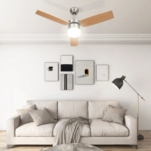 Stropni ventilator sa svjetlom i daljinskim 108 cm svjetlosmeđi - NOVO