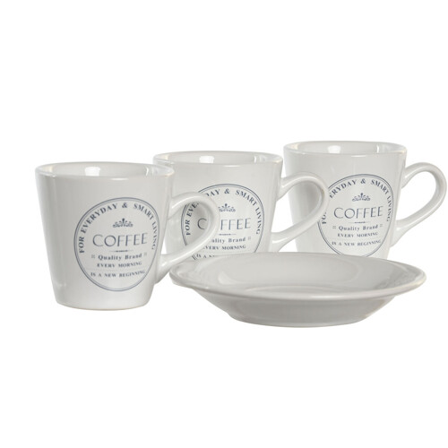 Set Šalica s Tanjurićima DKD Home Decor Metal Bijela Gres Keramika 90 ml - ...