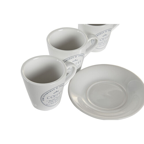 Set Šalica s Tanjurićima DKD Home Decor Metal Bijela Gres Keramika 90 ml - ...