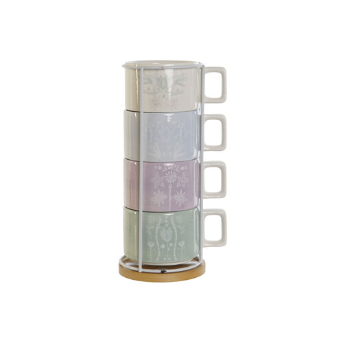 Set Šalica za Kavu DKD Home Decor Zelena Nebesko plava Lila Metal Bambus 260...