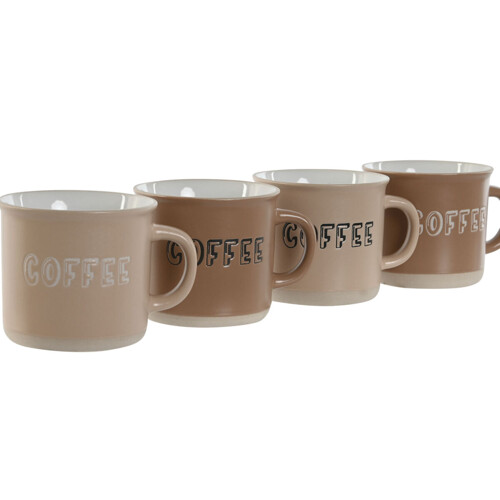 Set Šalica za Kavu Home ESPRIT Smeđa Gres Keramika 4 Dijelovi 180 ml - NOVO