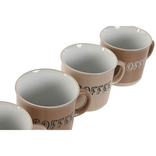 Set Šalica za Kavu Home ESPRIT Smeđa Gres Keramika 4 Dijelovi 180 ml - NOVO