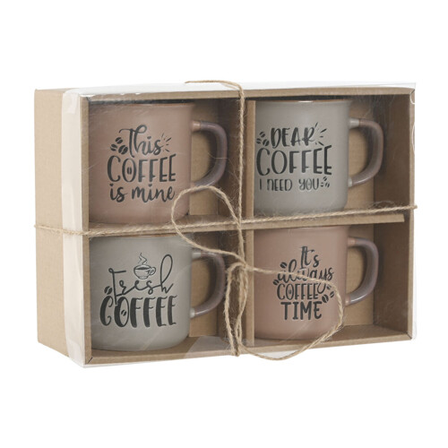 Set 4 Velikih Šalica Home ESPRIT Plava Roza Gres Keramika - NOVO