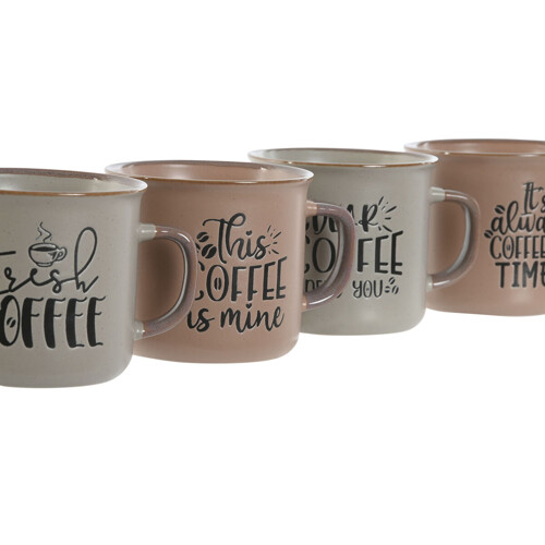 Set 4 Velikih Šalica Home ESPRIT Plava Roza Gres Keramika - NOVO