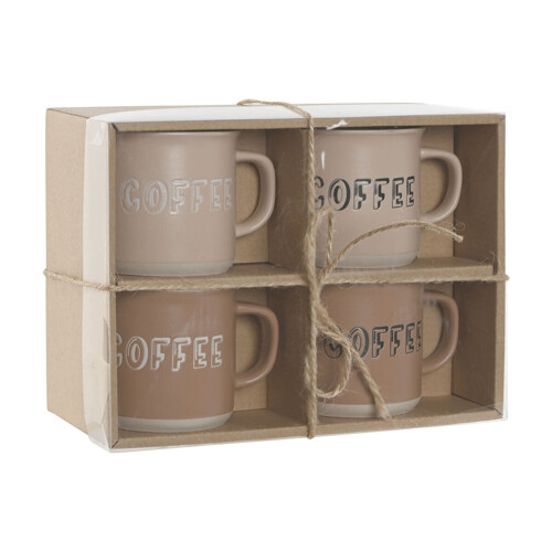Set 4 Velikih Šalica Home ESPRIT Smeđa Gres Keramika - NOVO