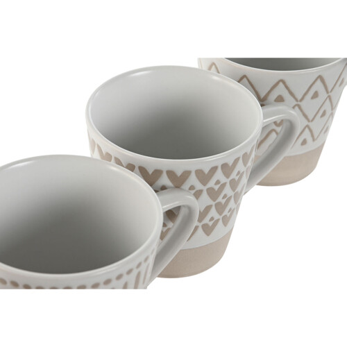 Set Šalica za Kavu Home ESPRIT Bijela Bež Gres Keramika 4 Dijelovi 180 ml -...