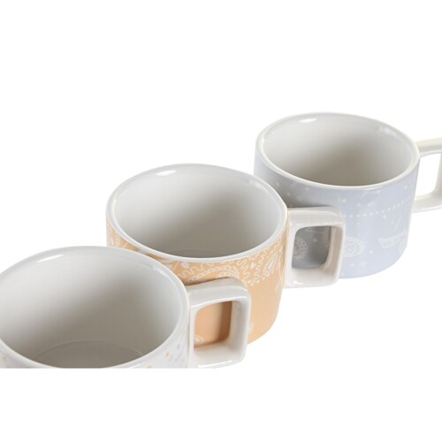 Set Šalica za Kavu DKD Home Decor Rumena Plava Bijela Crvena Metal Bambus Do...
