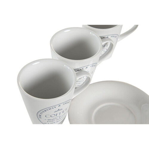 Set Šalica s Tanjurićima DKD Home Decor Metal Bijela Gres Keramika 180 ml -...