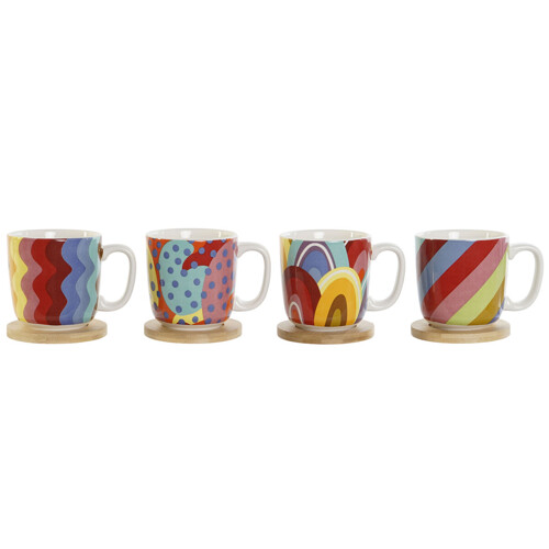 Set Šalica za Kavu DKD Home Decor Pisana Koraljni Bambus Dolomite 180 ml - N...