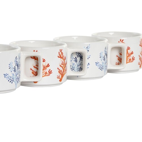 Set Šalica za Kavu DKD Home Decor Plava Metal Fuksija 260 ml 4 Dijelovi Dolo...