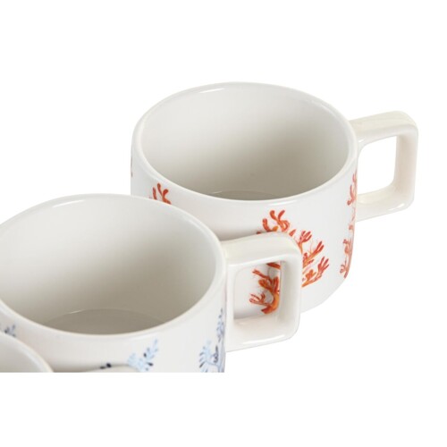 Set Šalica za Kavu DKD Home Decor Plava Metal Fuksija 260 ml 4 Dijelovi Dolo...