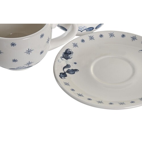 Set Šalica s Tanjurićima DKD Home Decor Plava Metal Bijela 180 ml Dolomite ...