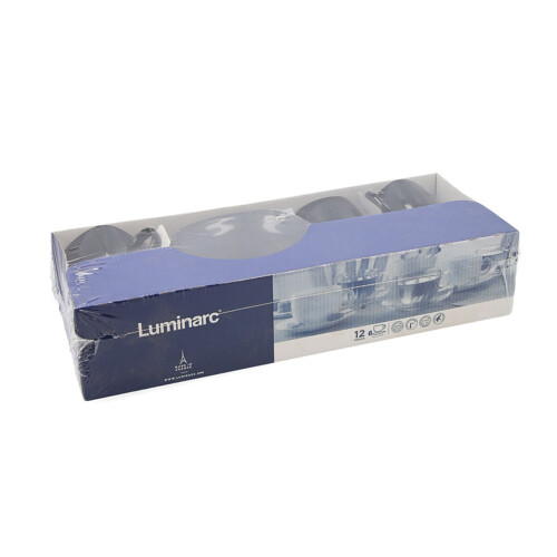 Set Šalica s Tanjurićima Luminarc Carine Crna Staklo 22 cm (12 Dijelovi) - ...