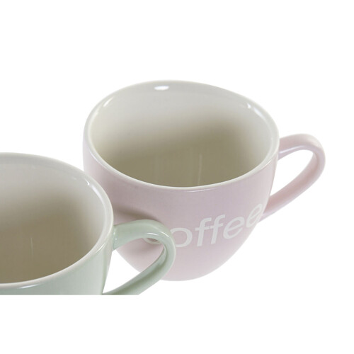 Set 6 Šalica s Tanjurićem DKD Home Decor Plava Roza Zelena Gres Keramika 15...
