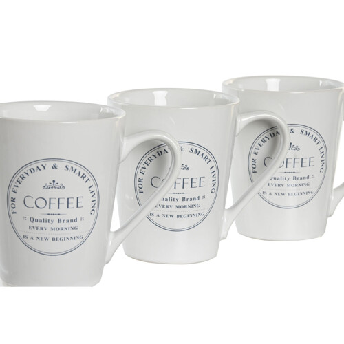 Set Šalica s Tanjurićima DKD Home Decor Metal Bijela 300 ml Gres Keramika P...