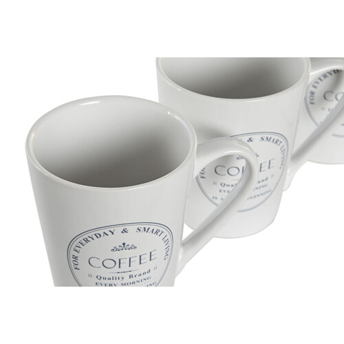Set Šalica s Tanjurićima DKD Home Decor Metal Bijela 300 ml Gres Keramika P...