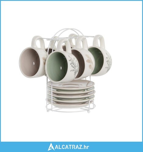 Set Šalica za Kavu DKD Home Decor Bež Metal Bijela Dolomite (180 ml) (6 Dij...