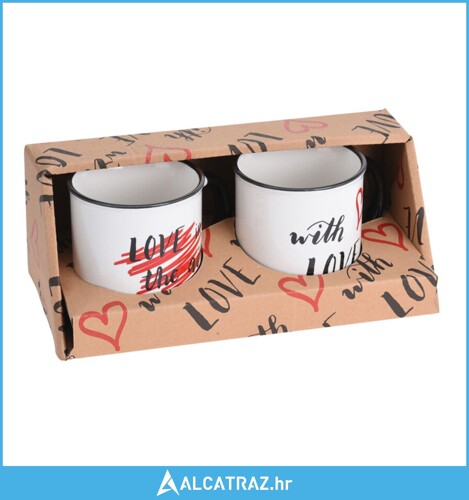 Set 2 Velikih Šalica Bijela srca Porculan - NOVO