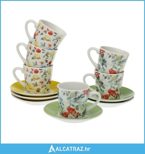 Set 6 Šalica s Tanjurićem Versa Aurora Porculan - NOVO