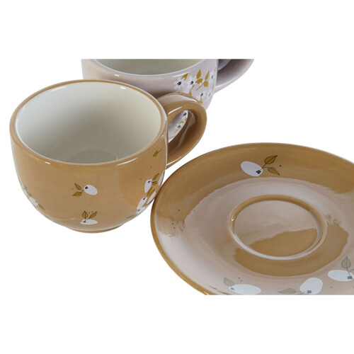 Set Šalica za Kavu DKD Home Decor Rumena Roza Horčica Lila Metal 180 ml - N...