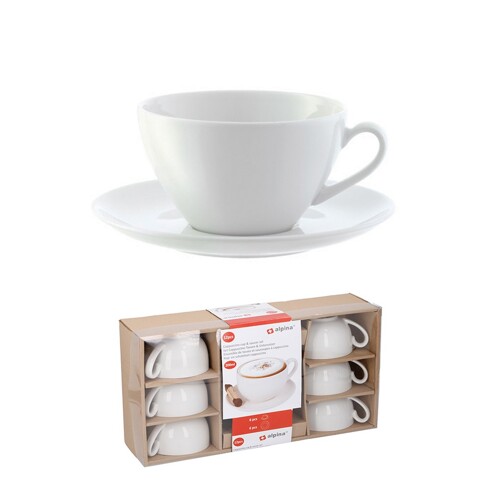Set Šalica s Tanjurićima Alpina 200 ml Bijela 12 Dijelovi - NOVO