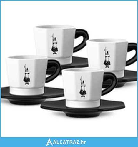 Set Šalica za Kavu Bialetti Bijela Crna (4 kom.) - NOVO