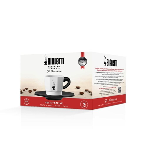 Set Šalica za Kavu Bialetti Bijela Crna (4 kom.) - NOVO