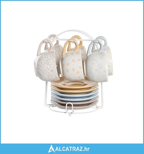 Set Šalica s Tanjurićima DKD Home Decor Plava Roza Metal Rumena 180 ml Dolo...