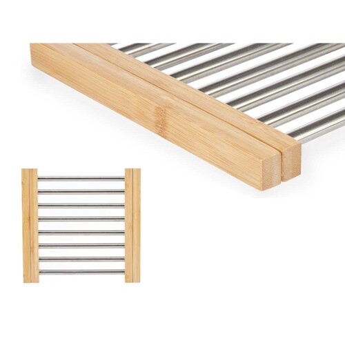 Podmetač Srebrna Metal Bambus 36,4 x 2,2 x 21,3 cm (6 kom.) - NOVO