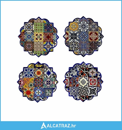 Podmetači za čaše DKD Home Decor 10,8 x 10,8 x 0,7 cm (4 Dijelovi) - NOVO