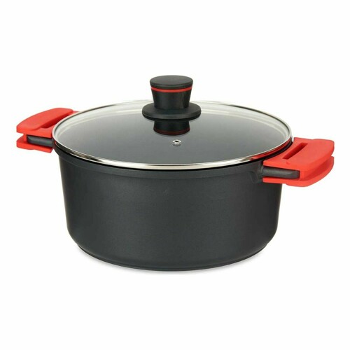 Duboka tava sa staklenim poklopcem Ø 28 cm Crna Aluminij (4 kom.) - NOVO