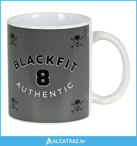 Velika Šalica BlackFit8 Skull Keramika Crna Siva (350 ml) - NOVO