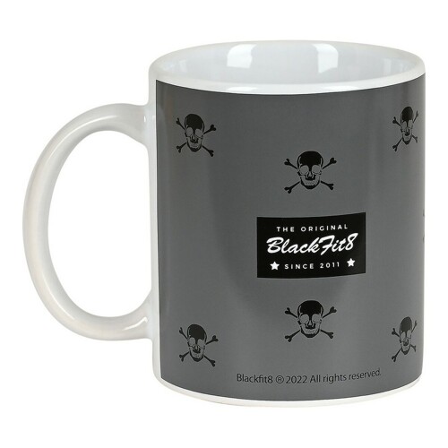 Velika Šalica BlackFit8 Skull Keramika Crna Siva (350 ml) - NOVO