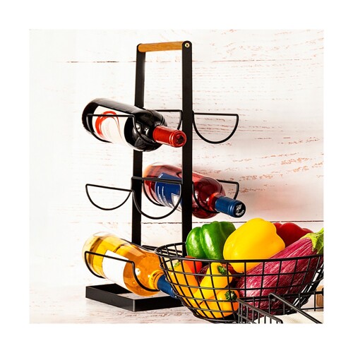 Stalak za boce Quid Metal Drvo (20 x 19 x 48 cm) - NOVO