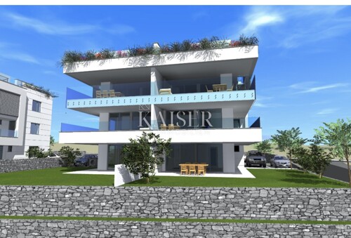 Krk - 2S+DB 90 m2 , prizemlje s okućnicom 100 m2 - pogled na