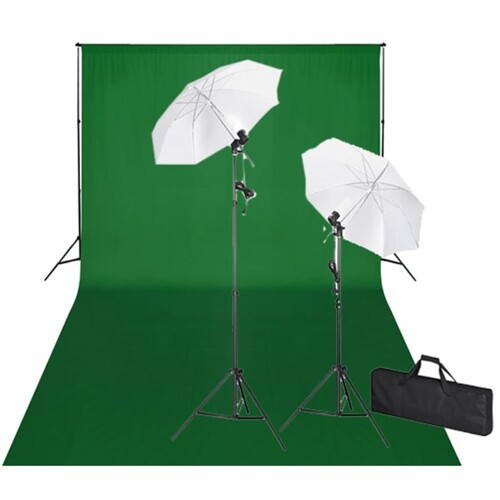 vidaXL Studijski set i zelena pozadina sustav za podršku 600 x 300 cm i svje...